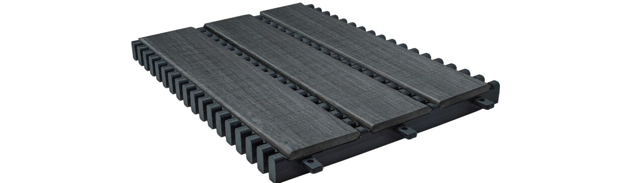 Schwimmbadrost FSR Tile mit Natursteinbelegung