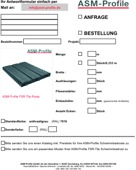 Anfrage-Bestell Formular FSR Tile